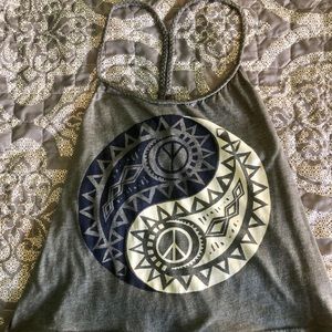 Grey Ying-Yang Peace Sign Tank Top